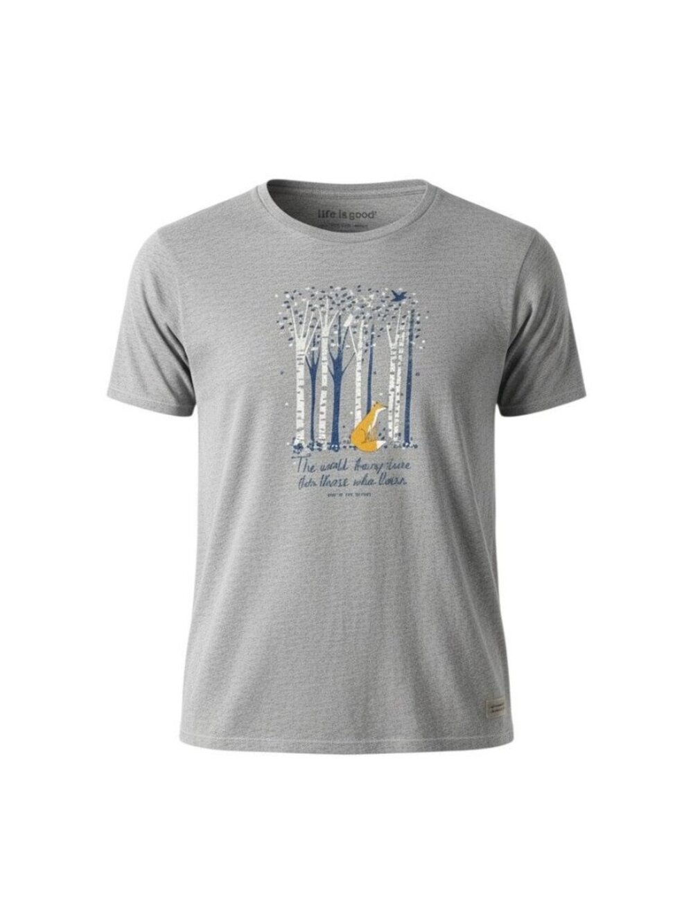 Life Is Good Womens Gray Crusher Tee "The Earth Has Music" Fox T-Shirt XXL
